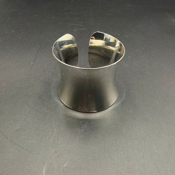 Vintage Open Cuff Bracelet Silver Tone Bangle - Picture 3 of 9